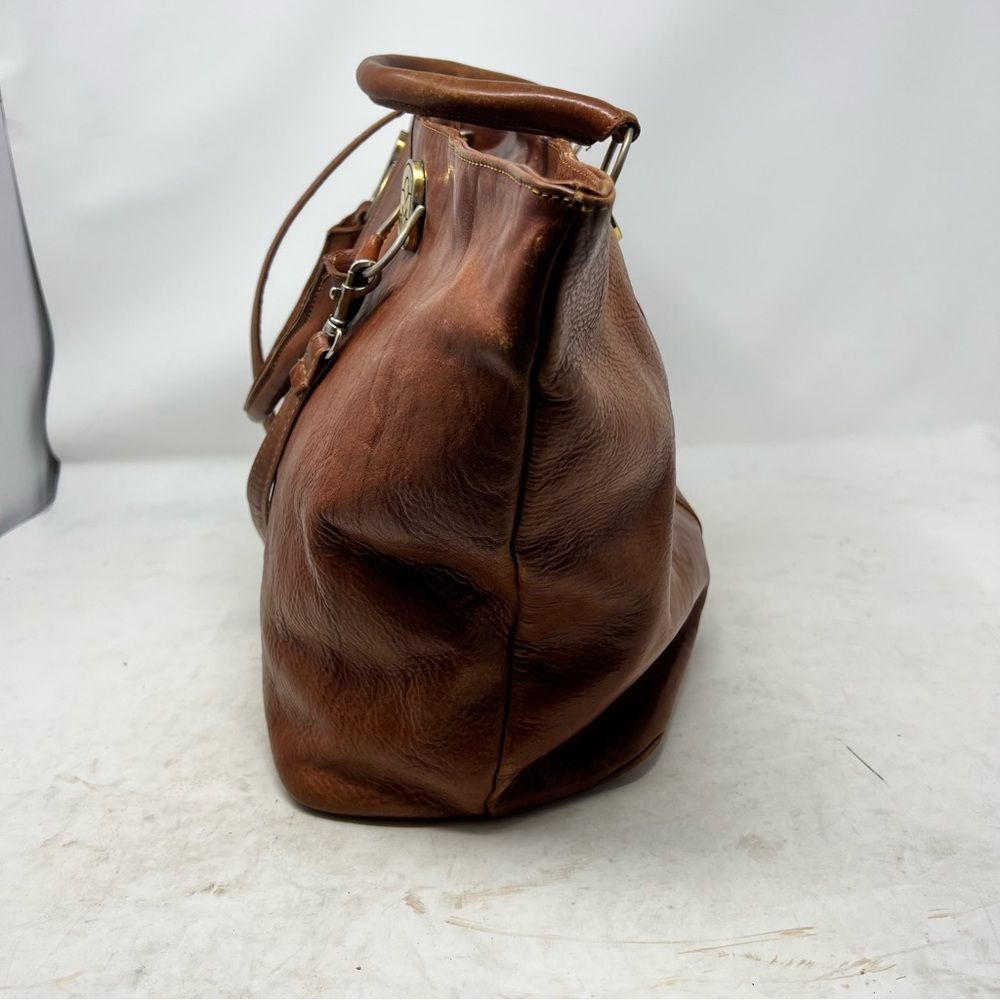 Marino Orlandi Brown Leather Satchel Tote - Picture 6 of 13
